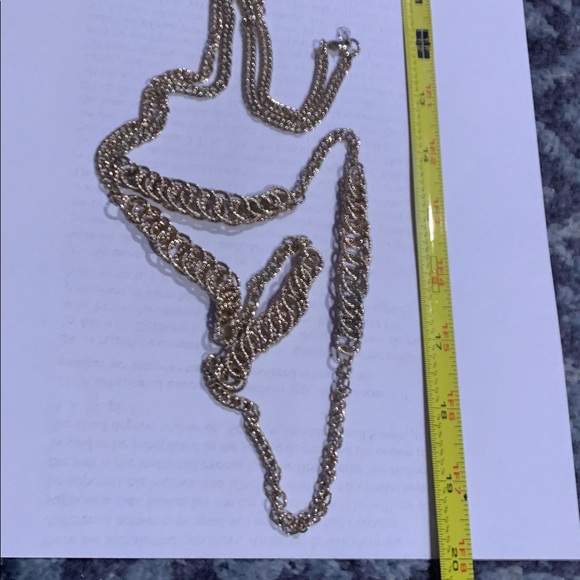 Vintage aged textured gold large and small link chain 40”necklace - Picture 2 of 5